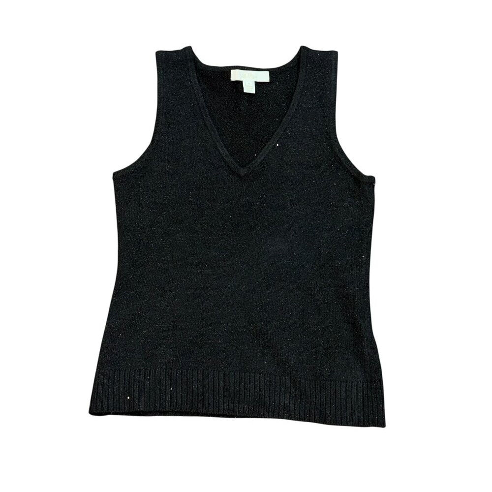 Lilly Pulitzer Sparkly Sleeveless‎ Sweater Top Black Small V Neck